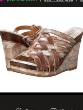Bed Stu Gina F379000 Women Brown Leather Slip On Wedges Heels Shoes Size 7